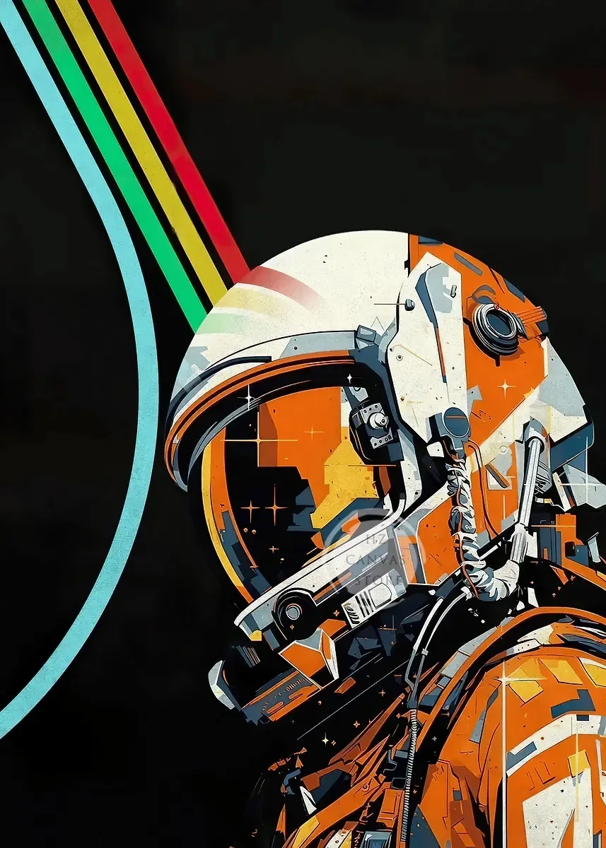 Ретро астронавт игровой постер на холсте