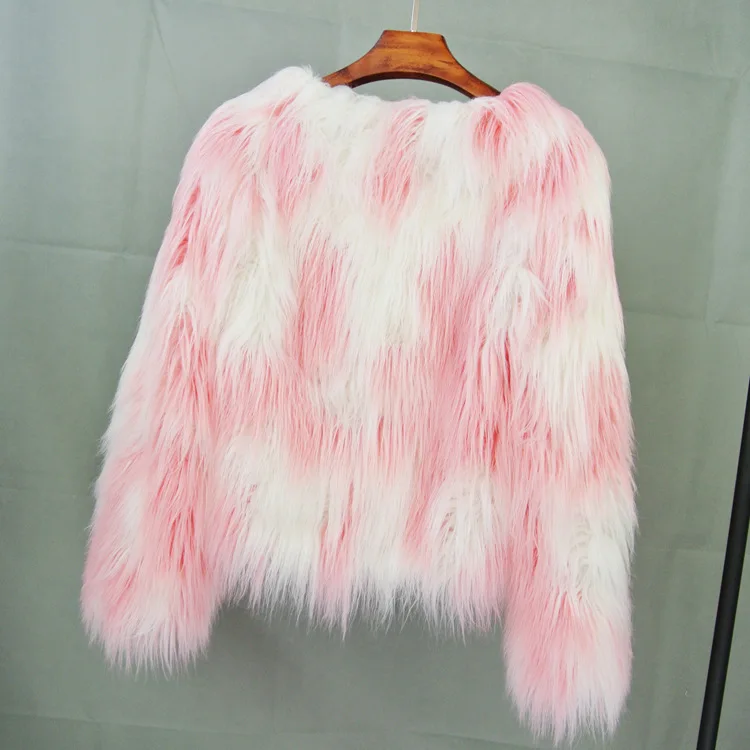 Faux fur coat tie dye wash wool women's short coat