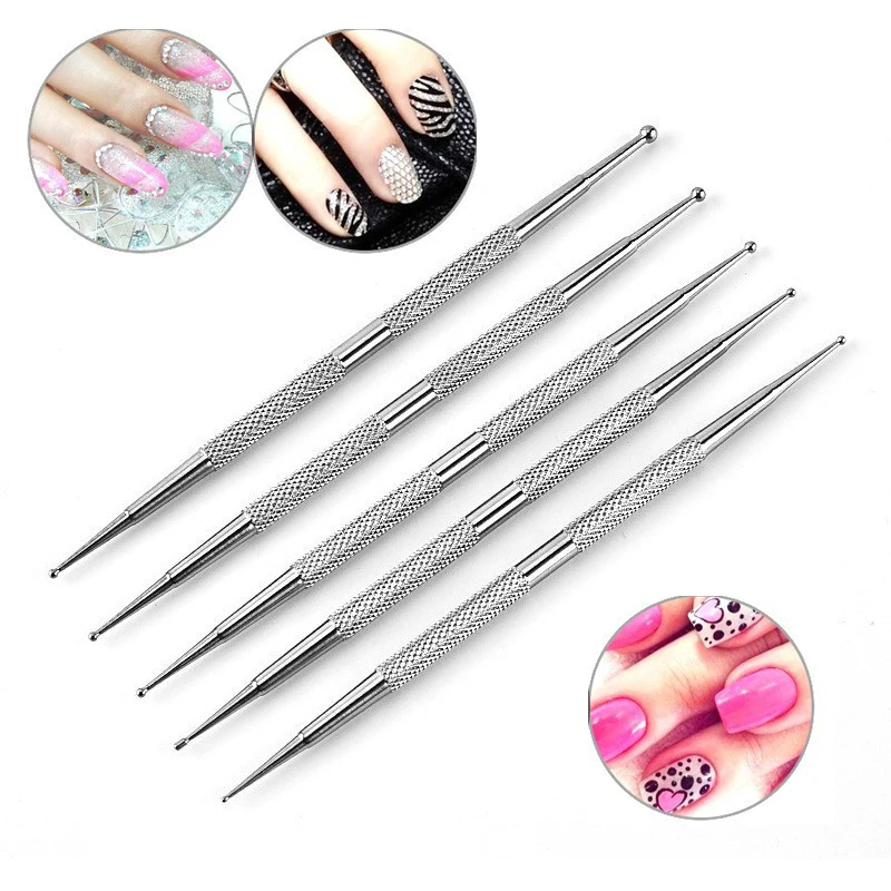 

Manicure Tools Nail Art Dotting Rhinestone Flower Pen Stainless Steel Dual-ended Drawing Painting UV Gel Polish Dotting Tools