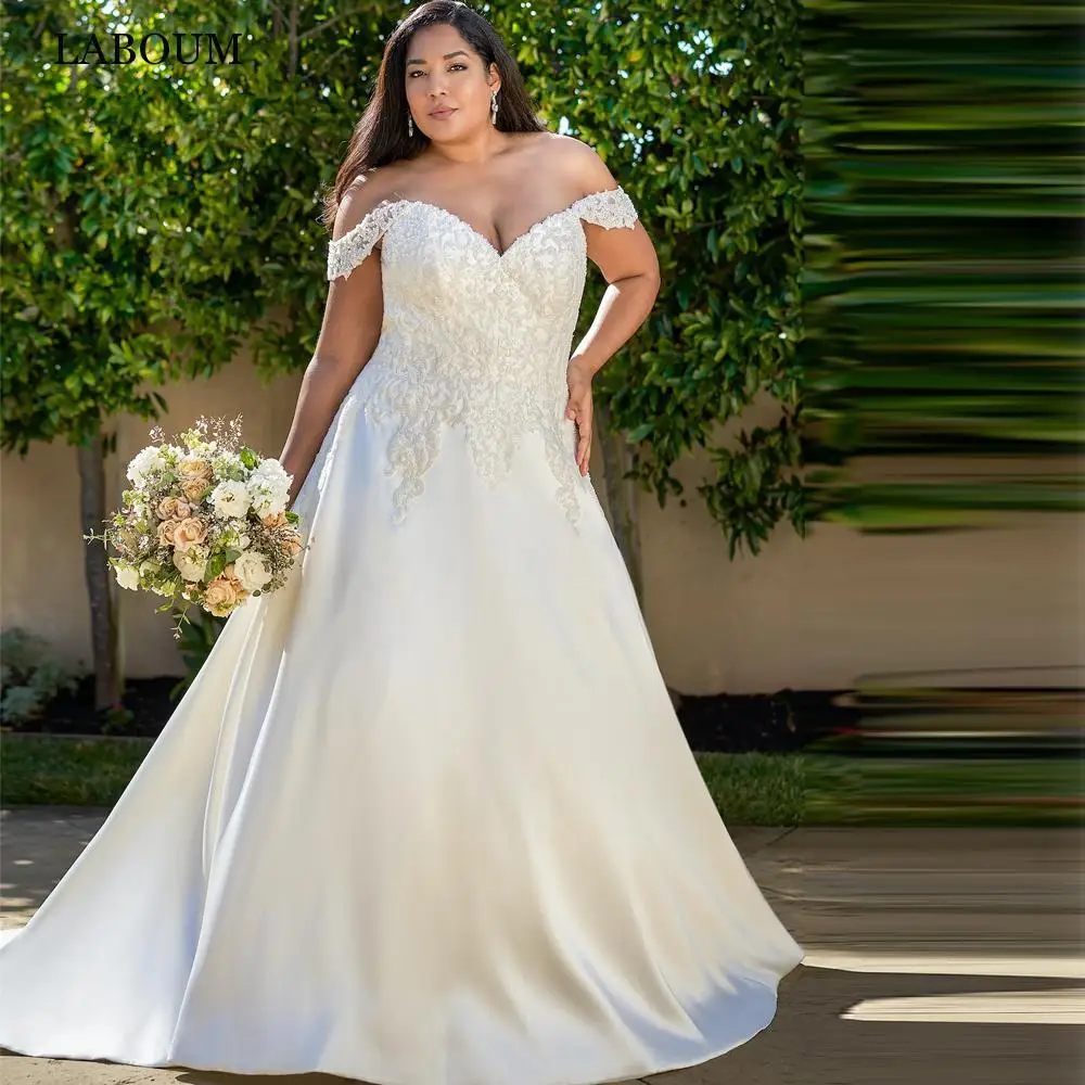 

LaBoum Plus Size Sweetheart Wedding Dresses Lace Appliques A-Line Bridal Gowns Off The Shoulder Vestido De Novia Custom Made