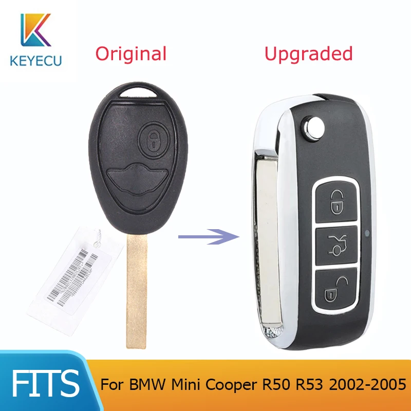

KEYECU For BMW Mini Copper R50 R53 2002 2003 2004 2005 Upgraded Flip Remote Car Key Fob 315MHz/433MHz ID73 Chip
