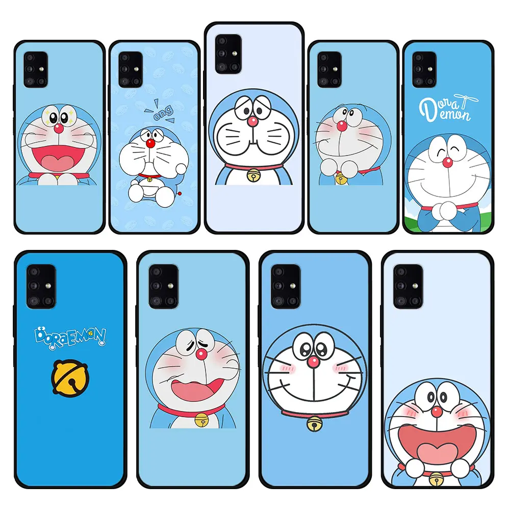 

Blue Color Cartoon Doraemon Phone Case For Samsung A31 A52 A32 4G A41 A21s A51 A12 A02s A71 A72 A52s 5G A03s A22 A53 Official