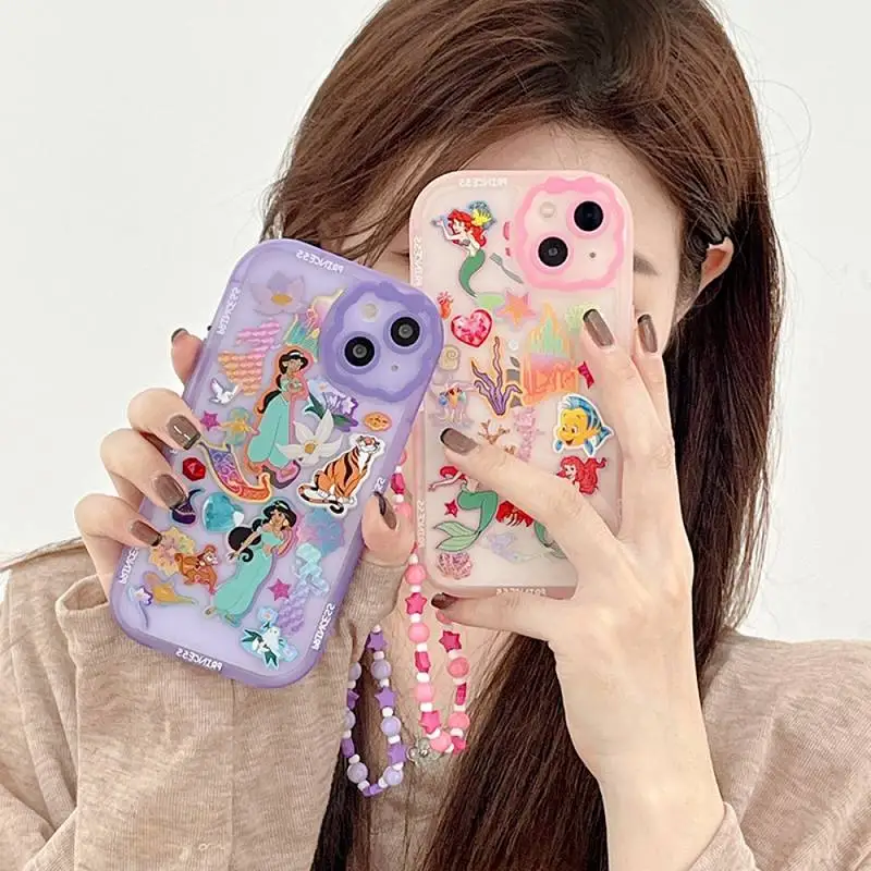 

Bow-knot Disney Princess Bracelet Phone Case for iPhone X XR XS 7 8 Plus 11 12 13 pro MAX 13mini cover