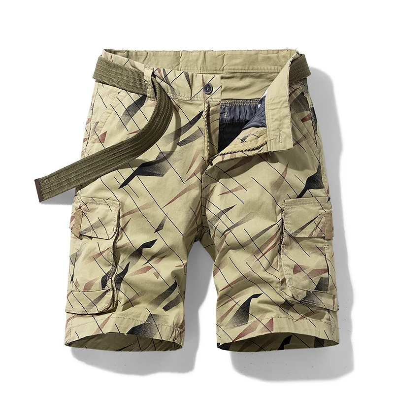 Mens Summer Cotton Tactical Cargo Shorts 2021 New Fashion Khaki Casual Multi-Pocket Short Pants Loose Army Military Shorts Men