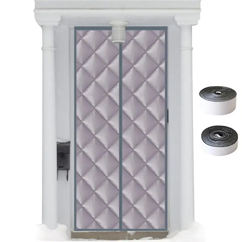 

Winter Thicken Door Curtain Magnetic Windproof Cotton Thermal Insulating Keeps Warm Heat Reduce Noise Curtain Punch Free