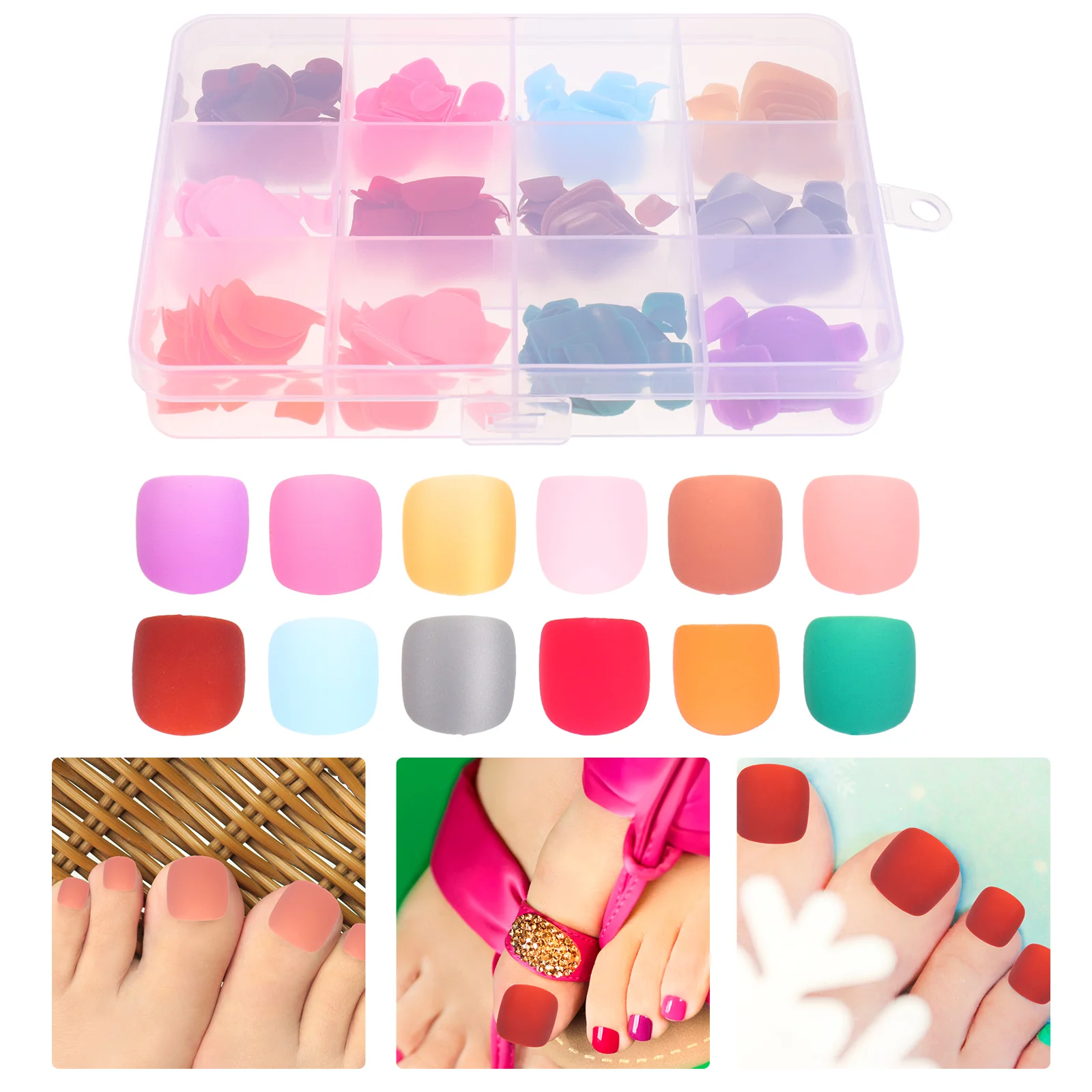 

1 Box False Toe Nails Pedicure Fake Toe Nails Set Frosted False Toe Nail Tips Toe Decoration