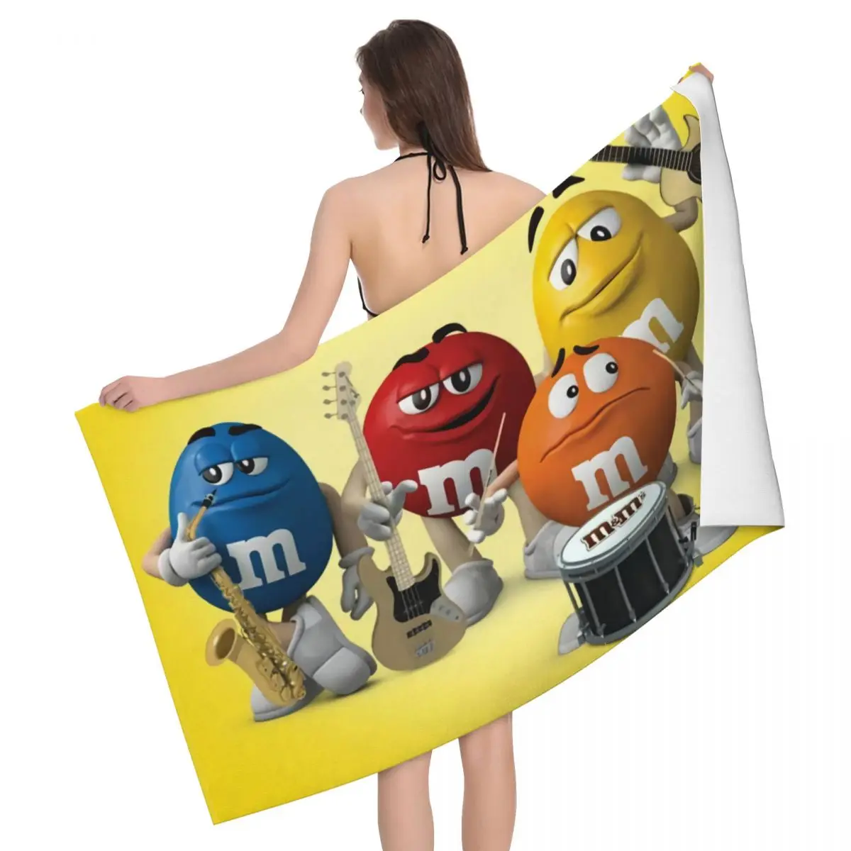 

Мультяшное пляжное полотенце M & M's, быстросохнущее, для Хэллоуина, конфеты, персонажи, Супермягкие банные полотенца из микрофибры для сауны