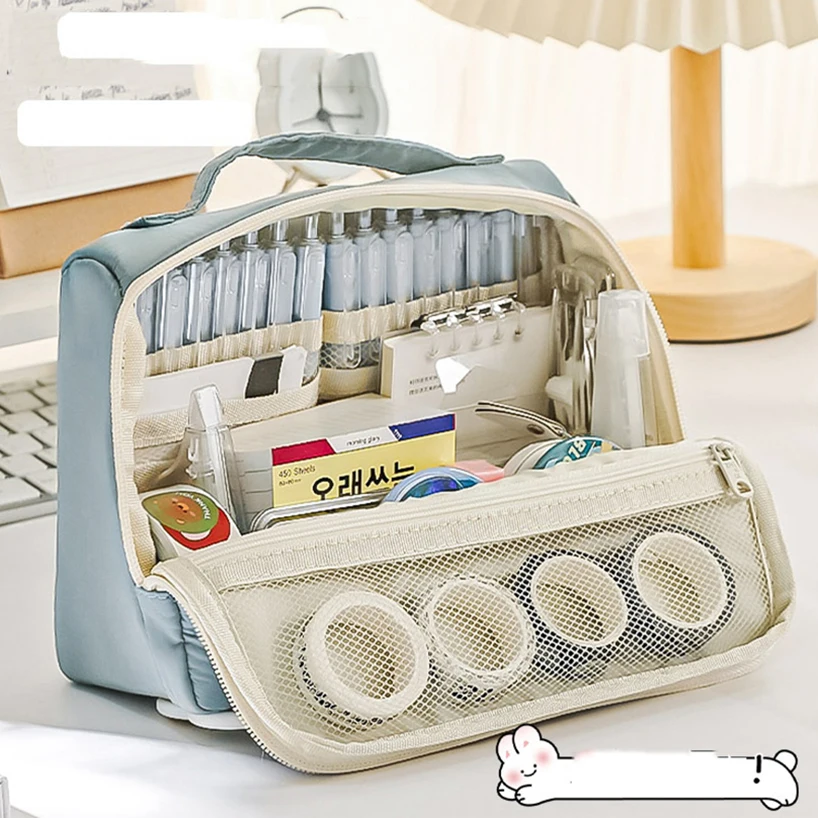 

Pencil Case Large Capacity Trousse Pencil Cases For Girls Solid Color Kalemlik Makeup Estuche Escolar School Supplies Pencil Box