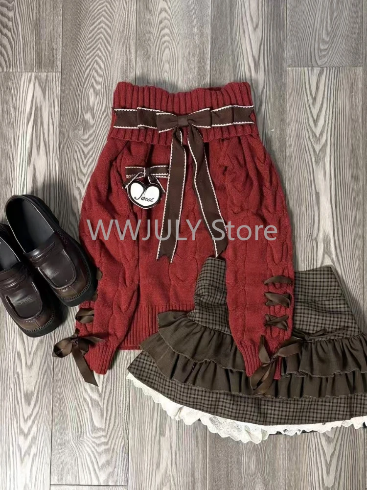 Свободный вязаный свитер с открытыми плечами и длинными рукавами ленивым бантом