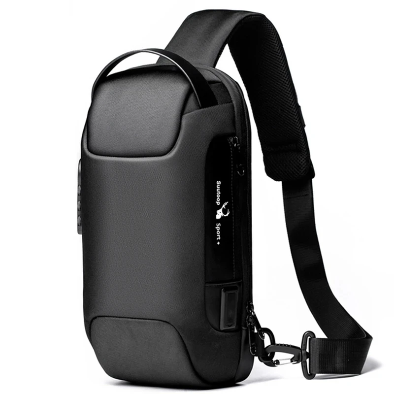 

Men's Waterproof USB Oxford Crossbody Bag Anti-theft Shoulder Sling Bag Multifunction Short Travel Messenger Chest Pack For Male