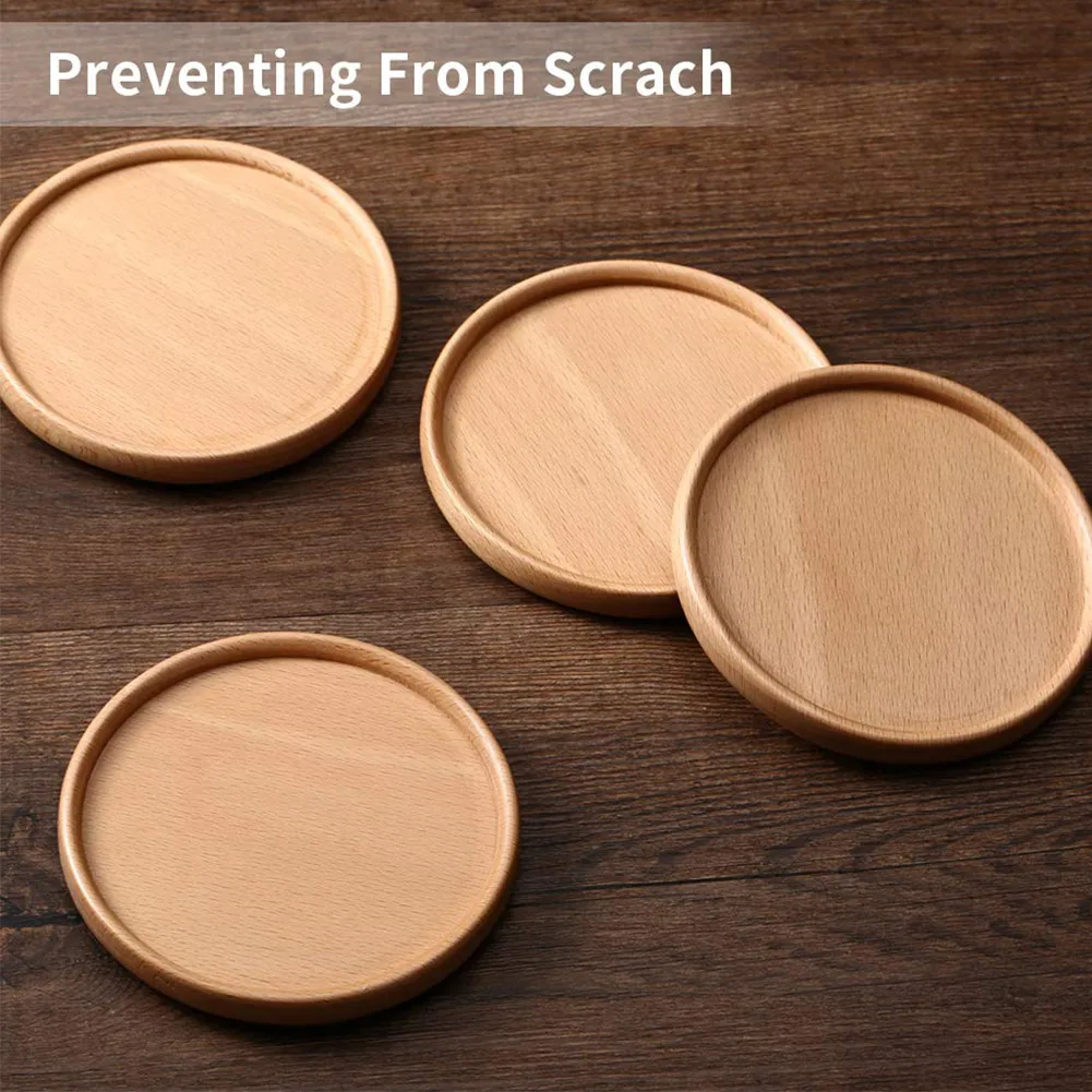 

Wooden Coaster Tea Coffee Cup Pad Placemats Decor Walnut Wood Coasters Durable Heat Resistant Square Round Drink Mat