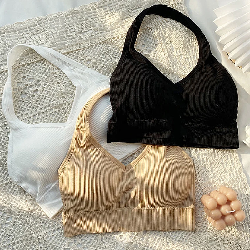 

Sexy Backless Hanging Neck One-piece Beauty Back Camisole Women's One Size Wrap Bras Chest Gathered Camisoles Fashion Underwear