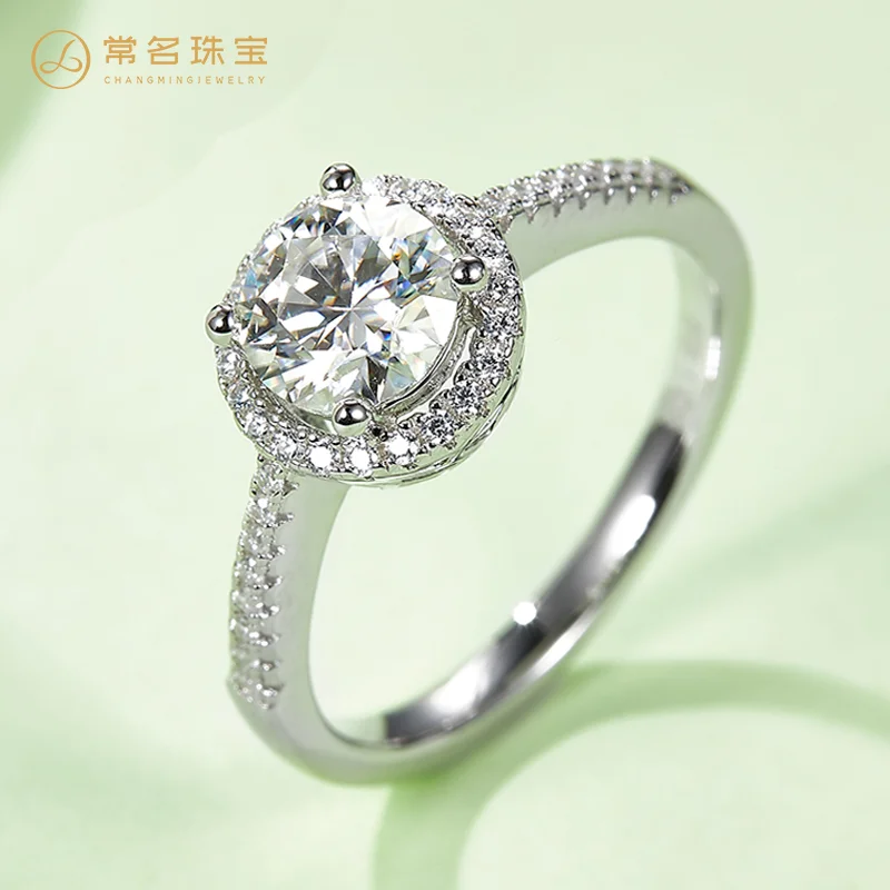 

Sparkling 0.5 ct Luxury round bag Moissanite Ring 925 Sterling Silver High Clarity D Color Diamond Rings Anillos Mujer Wholesale