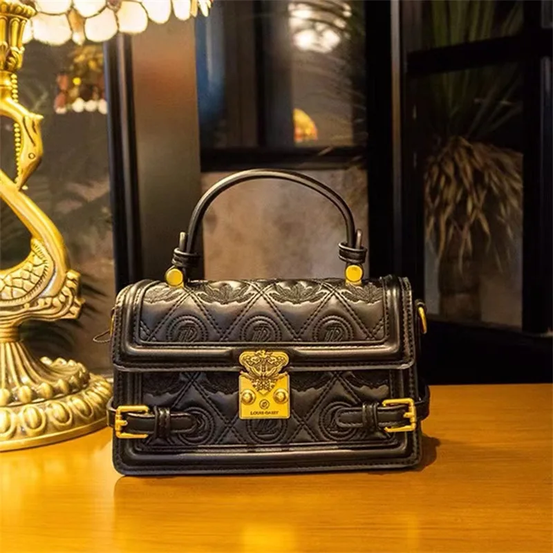 Luxurious Rhombus Lock Handbag 100% Leather Women's Bag 2023 New High-grade Feeling Purse One-Shoulder Satchels Sac gg cc