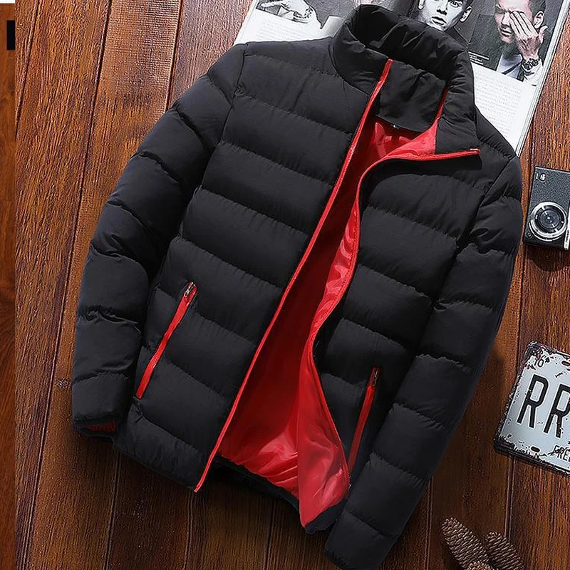 Thick Men New Warm Parka Jackets Winter Casual Men's Outwear Coats Solid Stand Collar Male Windbreak Cotton Padded Down Jacket
