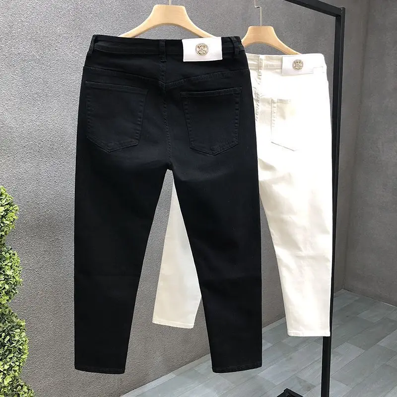 Джинсы мужские однотонные на молнии модные брендовые прямые эластичные