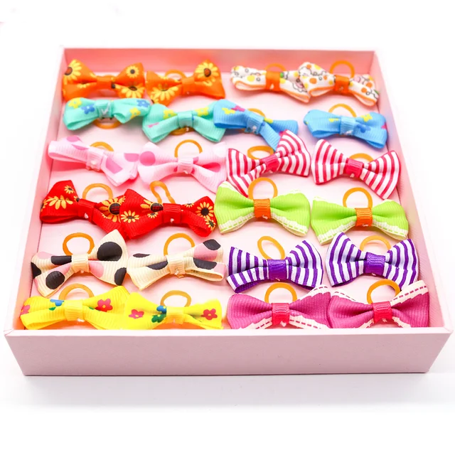 10/20/30pcs Small Dog Decorated Hair Bows Dog Bows Small Dogs Cat Grooming Accessories Dog Hair Rubber Bands Pet Supplies 5