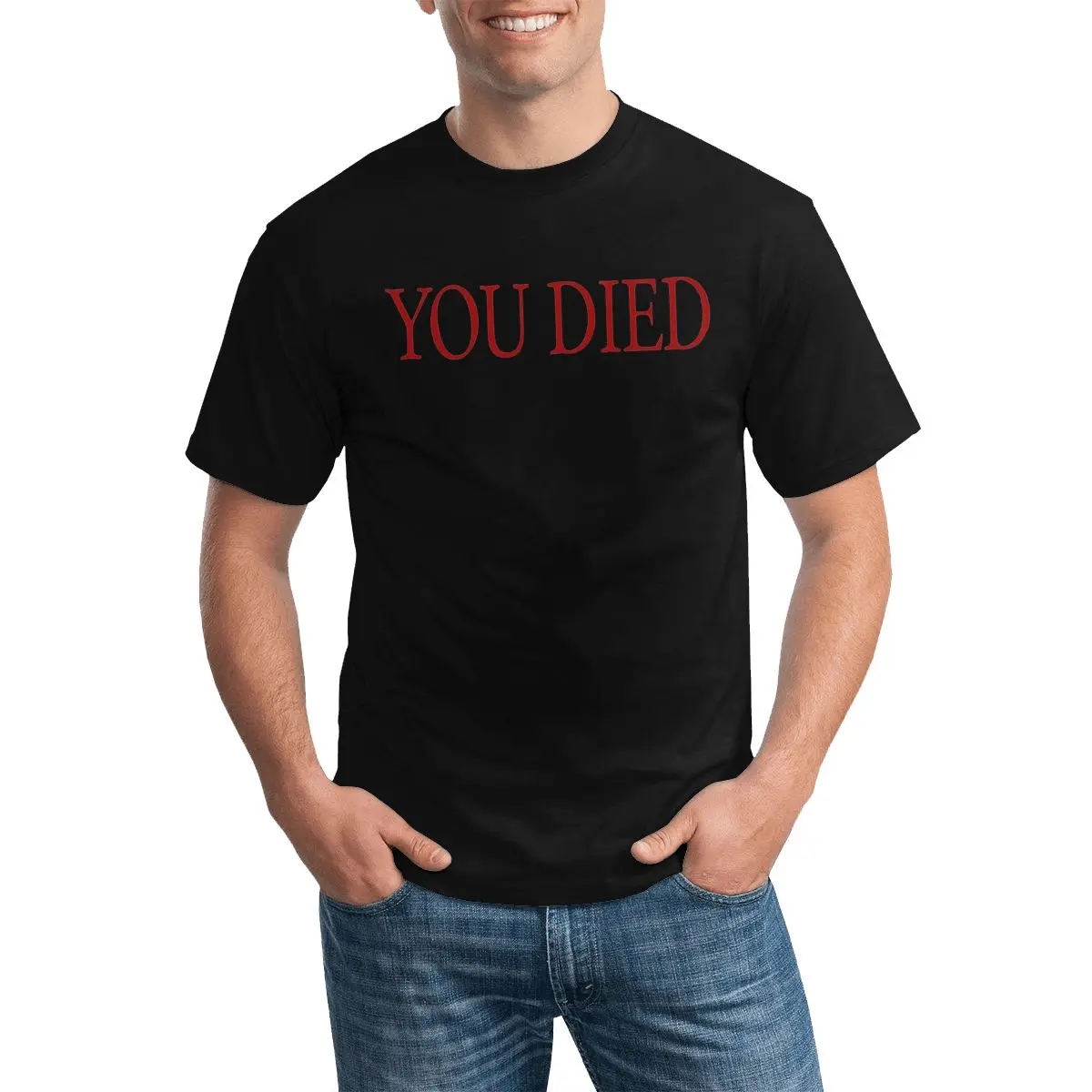 

Футболка с надписью «ты умер, Темные души», модная футболка с круглым вырезом и надписью «Game», милая Мужская футболка 3XL, 4XL, 5XL