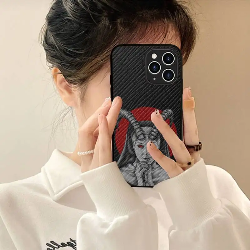 

Satanic Scary Skull Phone Case Hard Leather Case for iPhone 11 12 13 Mini Pro Max 8 7 Plus SE 2020 X XR XS Coque