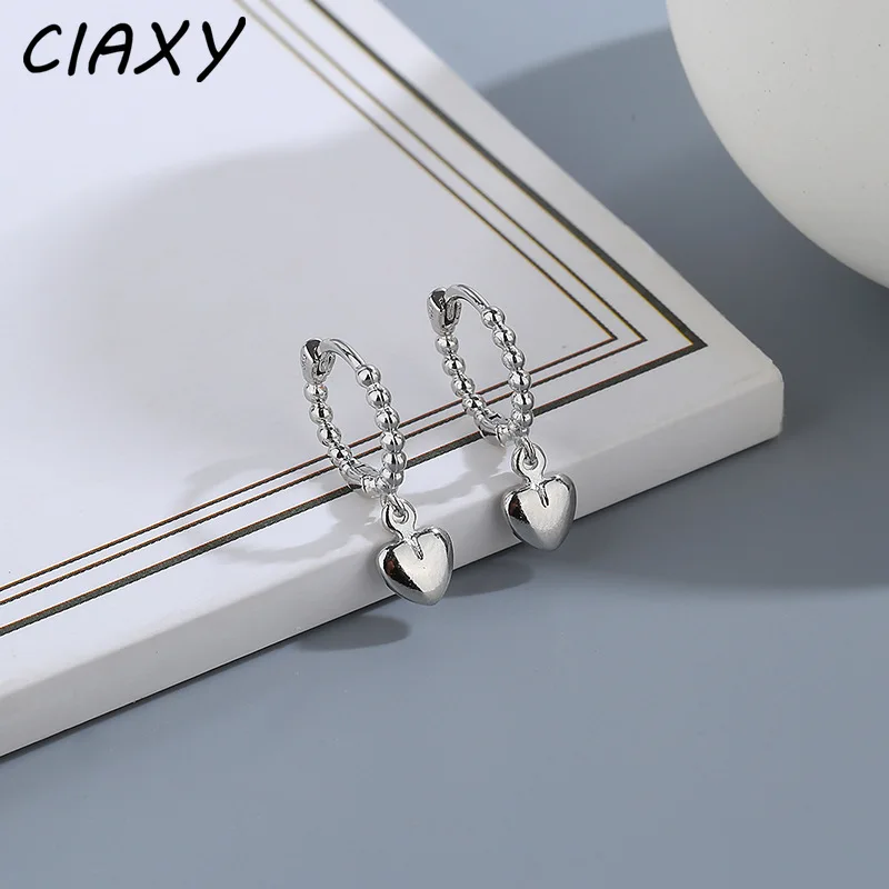 CIAXY Silver Color Cute Peach Heart Pendant Earrings for Women Super Fairy Small Ear Buckle Love Earring Luxury Jewelry