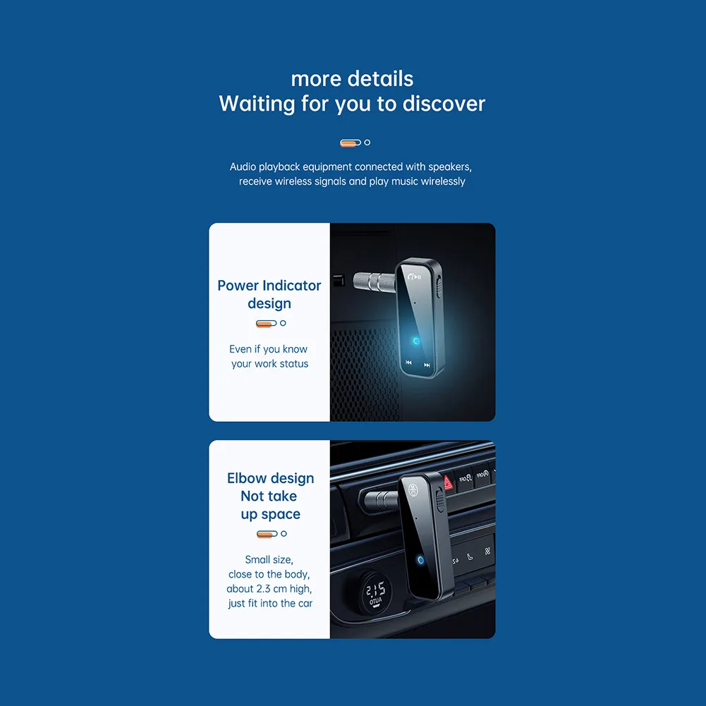 

Bluetooth 5.0 2in1 Transmitter Receiver Car Wireless Audio Adapter USB 3.5mm Hands Free Calls Navigation Wide Compatible