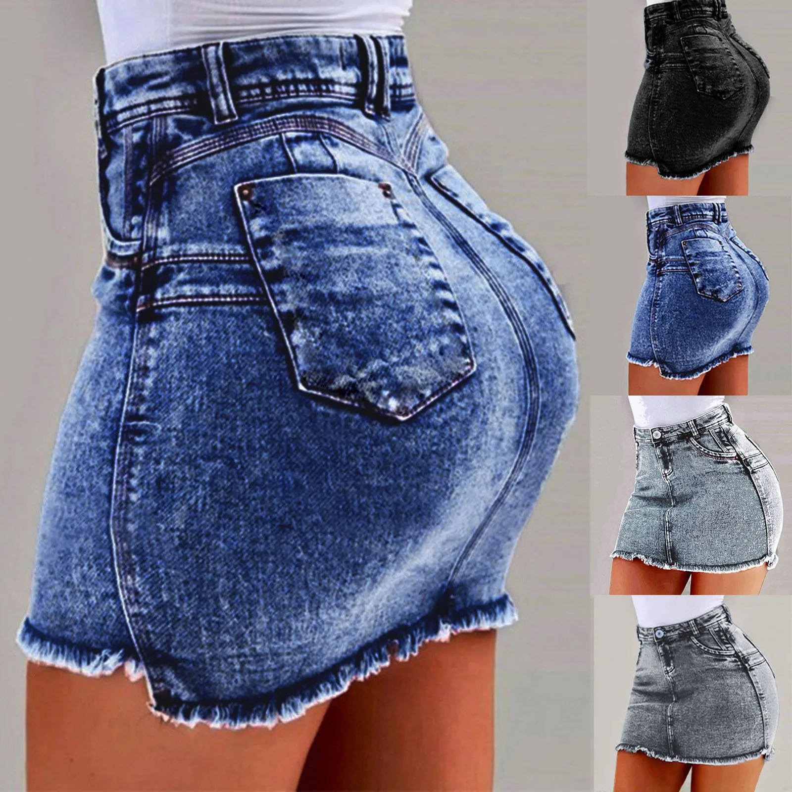 

Women Fashion Summer Short Jeans Denim Female Pockets Wash Denim Mini Skirts Faldas Verano 2023 Mujer Falda джинсовая юбка