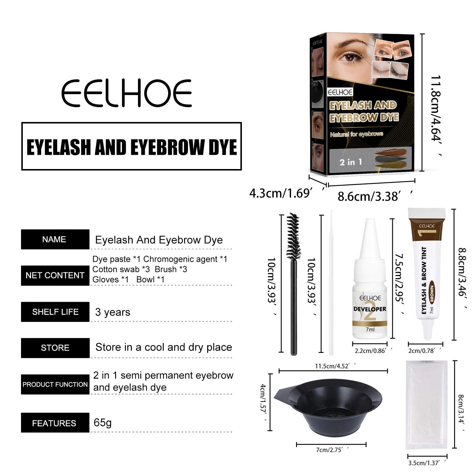Eyelashes Eyebrow Eyelash Dye Paste Tint Kit Professional Permanent Mascara Color Brow & Lashes Dye Set images - 6