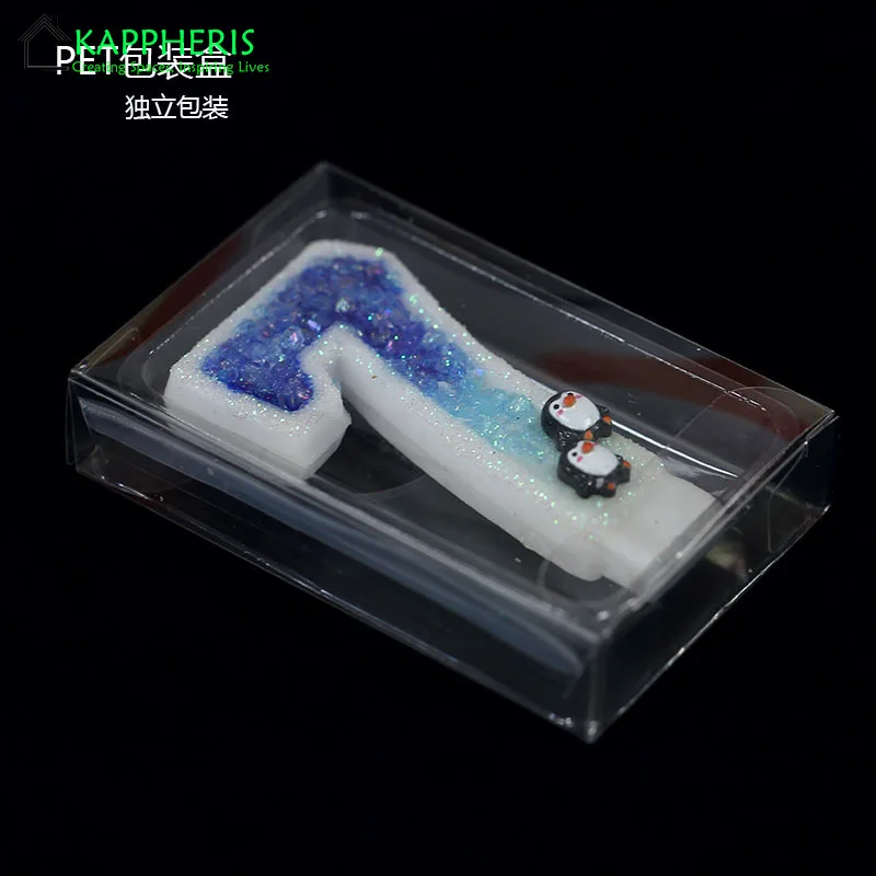 Свеча в виде пингвина на день рождения 1 год для оформления детской комнаты синие