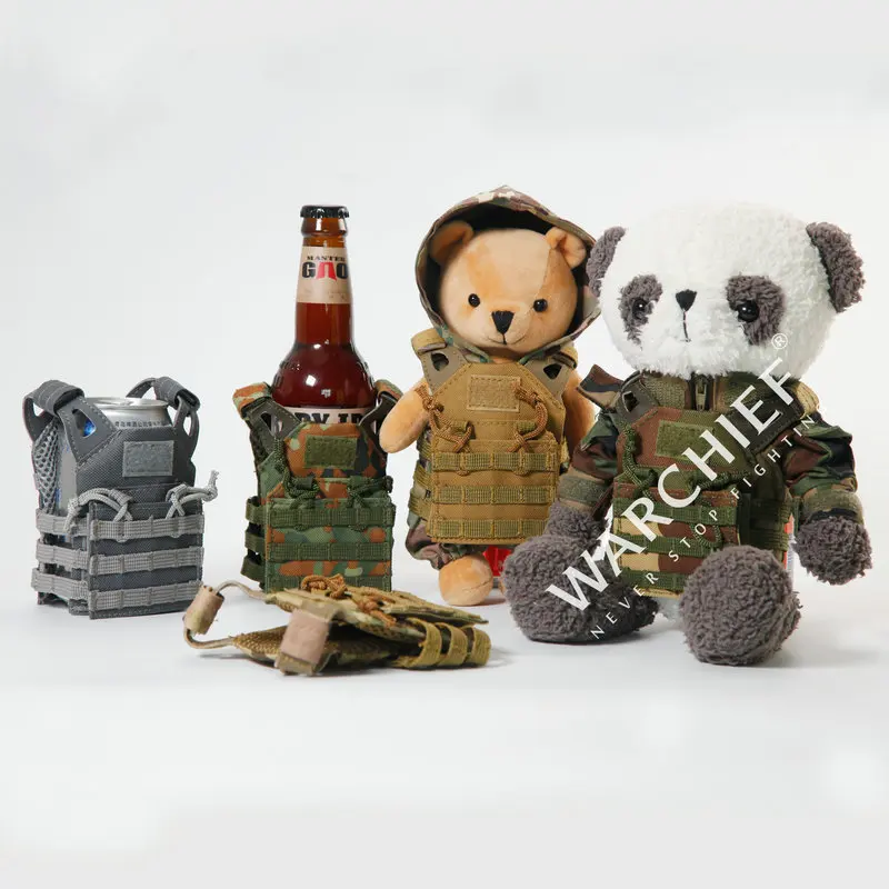 

Miniature Tactical Molle Beer JPC Vest Water Wine Bottle Cover Beverage Cooler Decoration Military Hunting Mini Toy Bear Clothes