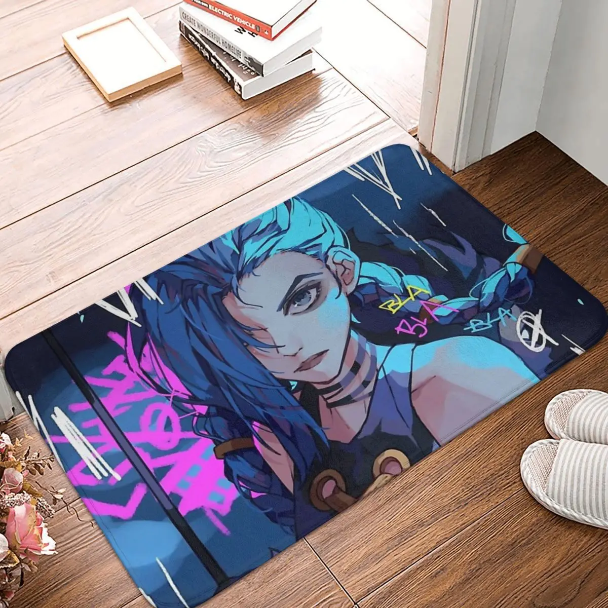 

Arcane League of Legends Kitchen Non-Slip Carpet Jinx Game Anime Living Room Mat Welcome Doormat Home Decoration Rug