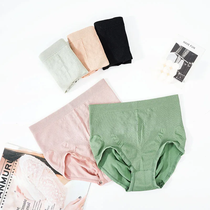 

Женское нижнее белье, хлопковые трусики с высокой талией, эластичное бесшовное нижнее белье для женщин, мягкие стройнящие трусы, Однотонные...