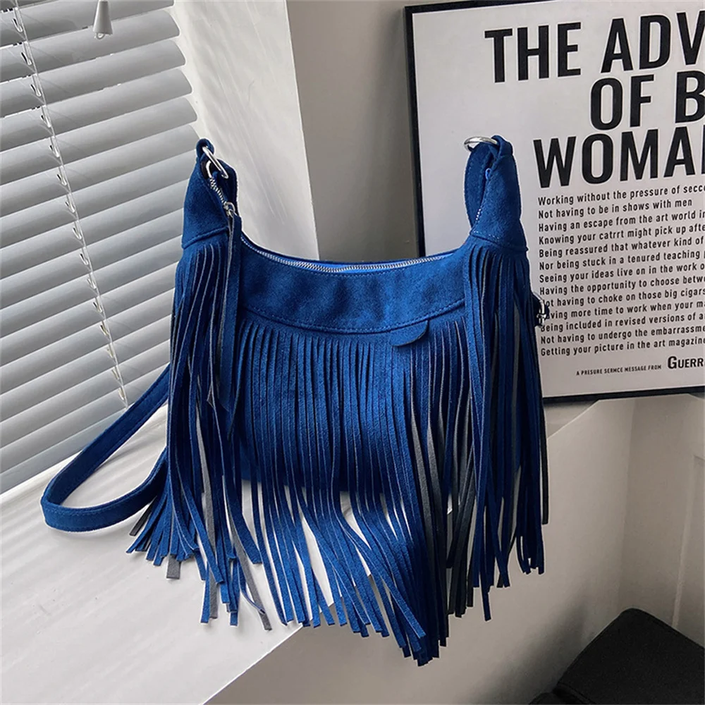 Vegan PU Leather Crossbody Bags Women Fashion Designer Tassel Shoulder Bag Ladies Vintage Versatile Messenger Bag Domil105