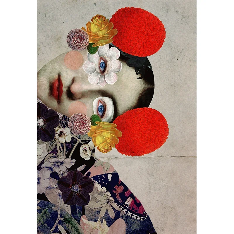 home decor Poster Stranger Woman Man Art Canvas Painting with Frame Flowers Butterfly Vintage Picture Modern Abstract Figu