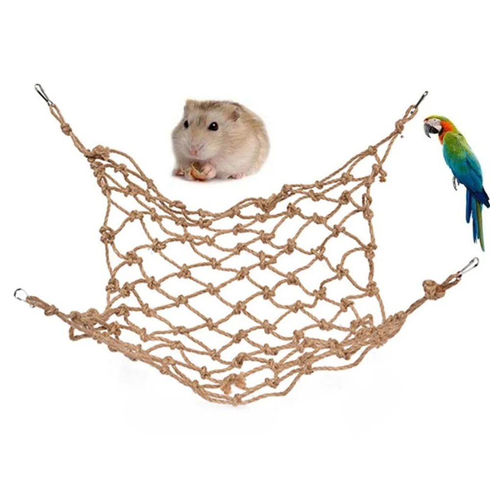 

Parrots Game Climbing Net Hemp Rope Toy for Hamster Hanging Hammock with Hook Swing Rope Net Climb Birds Toys Pet Supplies