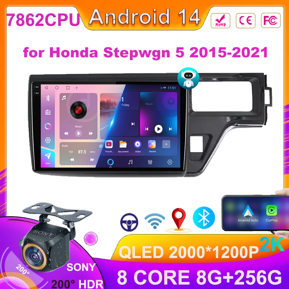 Carplay Android авто для Honda Stepwgn 5 2015-2021 радиоприемник стереомагнитола автомобиля