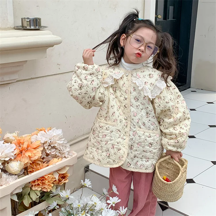 

Новинка Осень-зима 2022 Одежда для девочек с цветочным принтом хлопковое свободное хлопковое пальто Nubao зимняя одежда для девочек