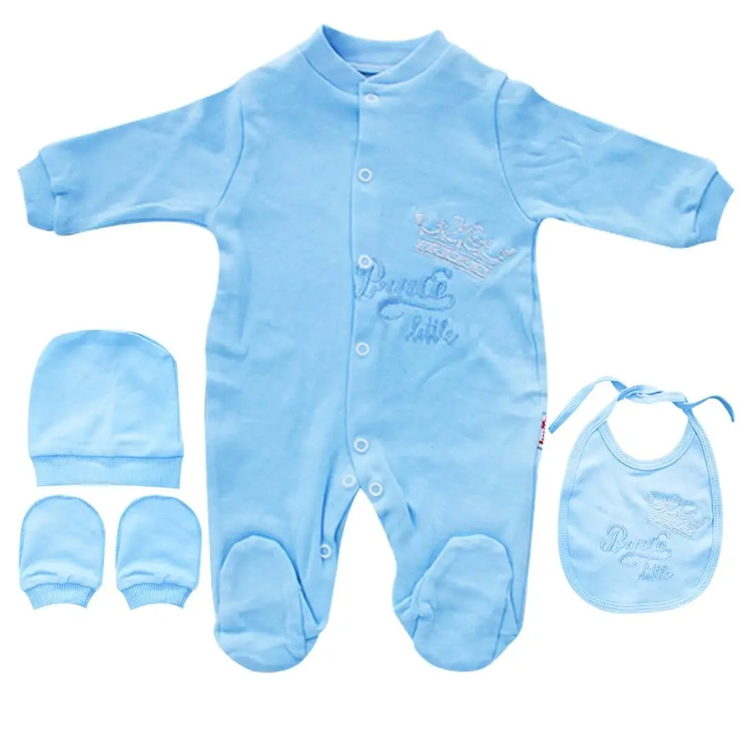 

Male Baby Prince Crown Nakışlı Dented Eldivenli Blue Jumpsuit