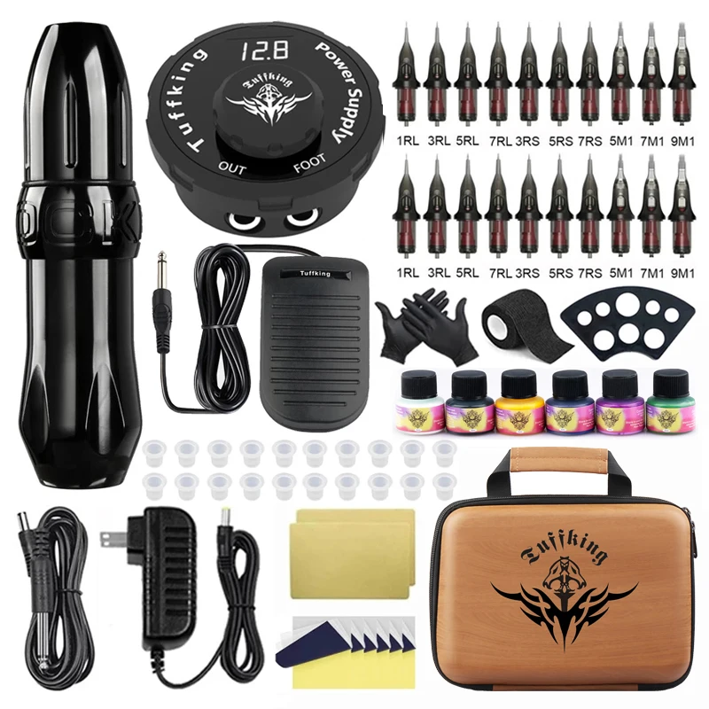 Professional Tattoo Machine Kit Rotary Pen Set With 20PCS Cartridges Needles Paint Ink For Body Art | Красота и здоровье