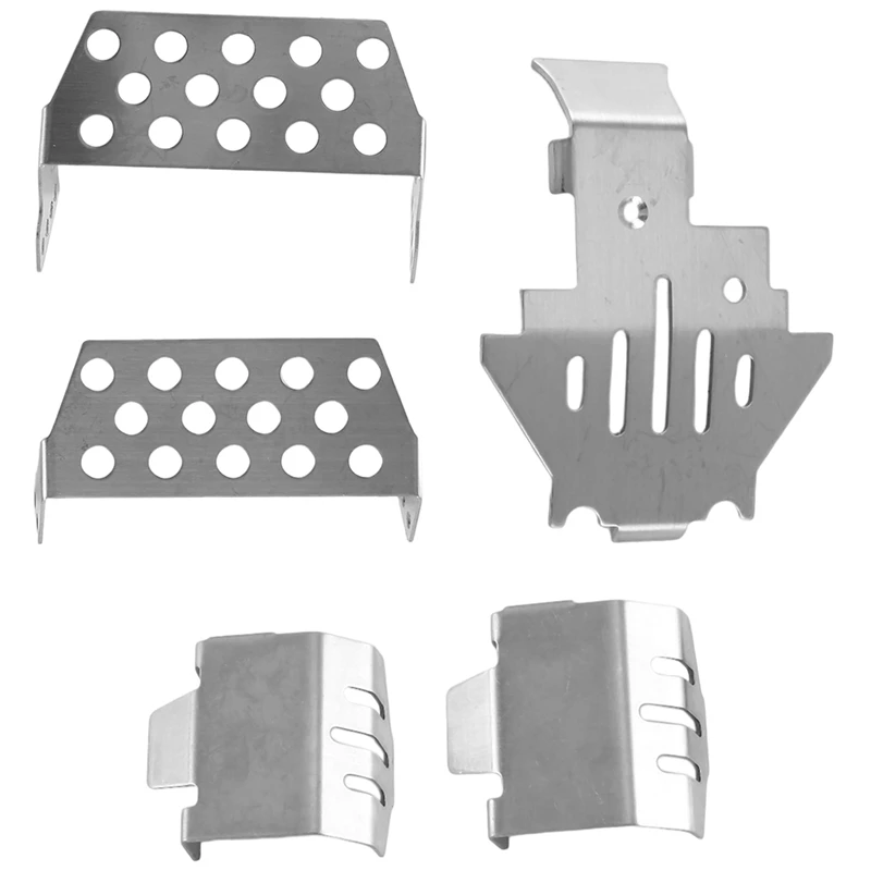 

Stainless Steel Chassis Armor Axle Protector Skid Plate Silver Metal With ESC Reset Switch For 1/10 RC Crawler TRX4