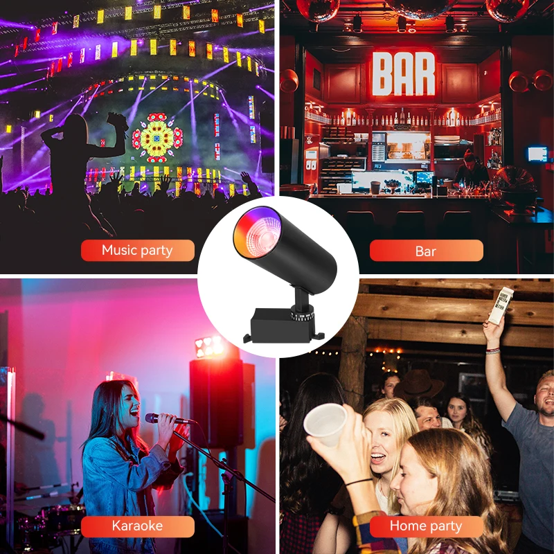 Продажа Трековый светильник RGB цветной точечный светодиодный потолочный сценический светильник направляющая лампа 220 В 20 Вт атмосфервечерние для б...