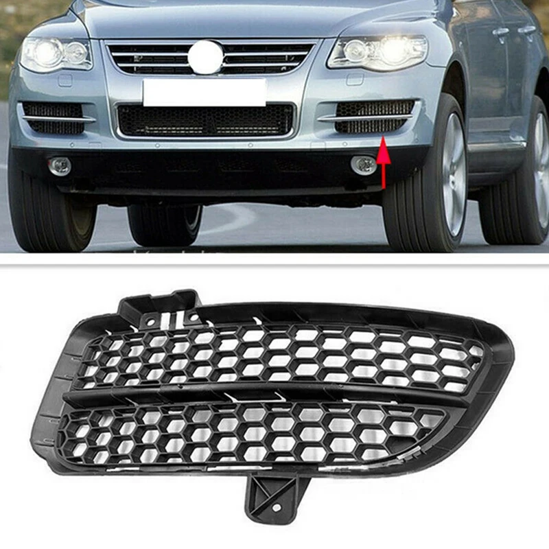 

Left Front Bumper Fog Light Cover Lower Grill Grille for Touareg 2007-2010 Black 7L6853665B