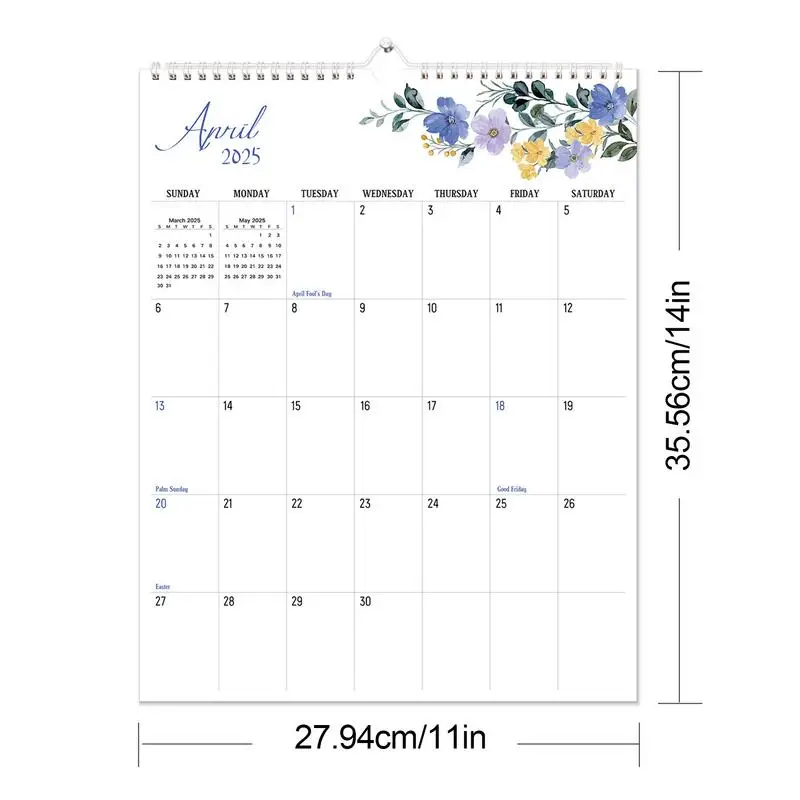 Ежемесячный настенный календарь на 2025–2026 годы. Настольный 14 X 11 дюймов. С января