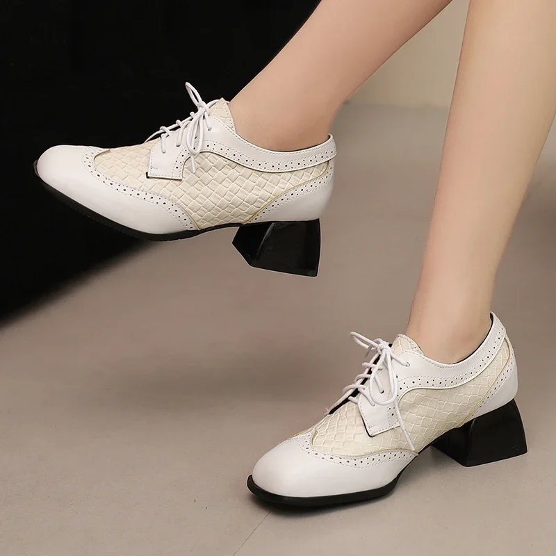 Женские туфли из микрофибры с квадратным носком на шнуровке 22-26 5 см