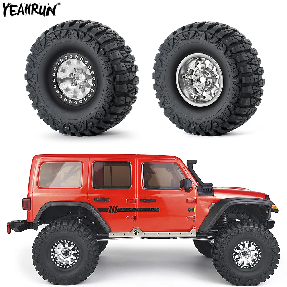 

YEAHRUN 1.9 inch Rubber Tires Metal Beadlock Wheel Rims 25mm For 1/10 Axial SCX10 90027 90046 D90 D110 CC01 TRX4 RC Crawler Car