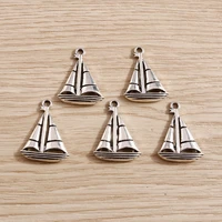 15pcs 18x24mm retro silver color alloy sailboat charms for making earrings pendants necklaces diy keychain jewelry findings