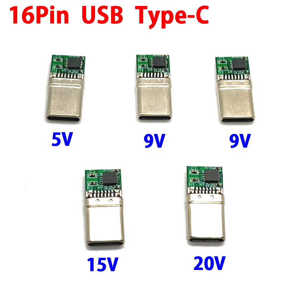 

1set PD/QC Decoy Board Fast Charge 5V 9V 12V 15V 20V module PD 2 3.0 DC trigger cable USB Type-C male plug QC4 charge connector