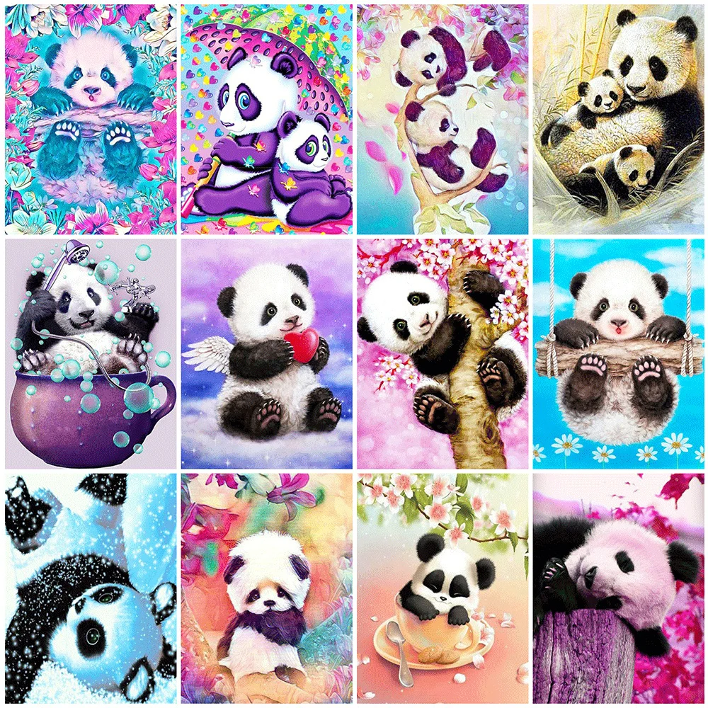 

5D Diy Diamond Painting Cartoon Panda Full Rhinestones Embroidery Mosaic Art Cross Stitch Kits Home Decor New Arrivals 2023