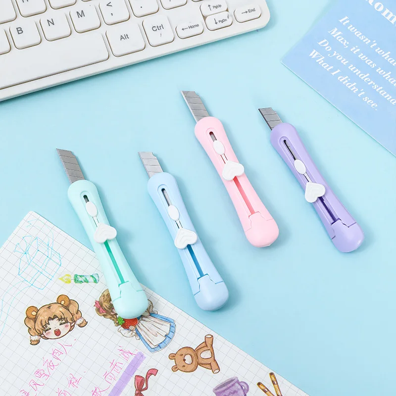 

High Beauty Love Mini Art Knife Colorful Office Demolition Express Knife Small Portable Hand Account Paper Cutting Tool Knife