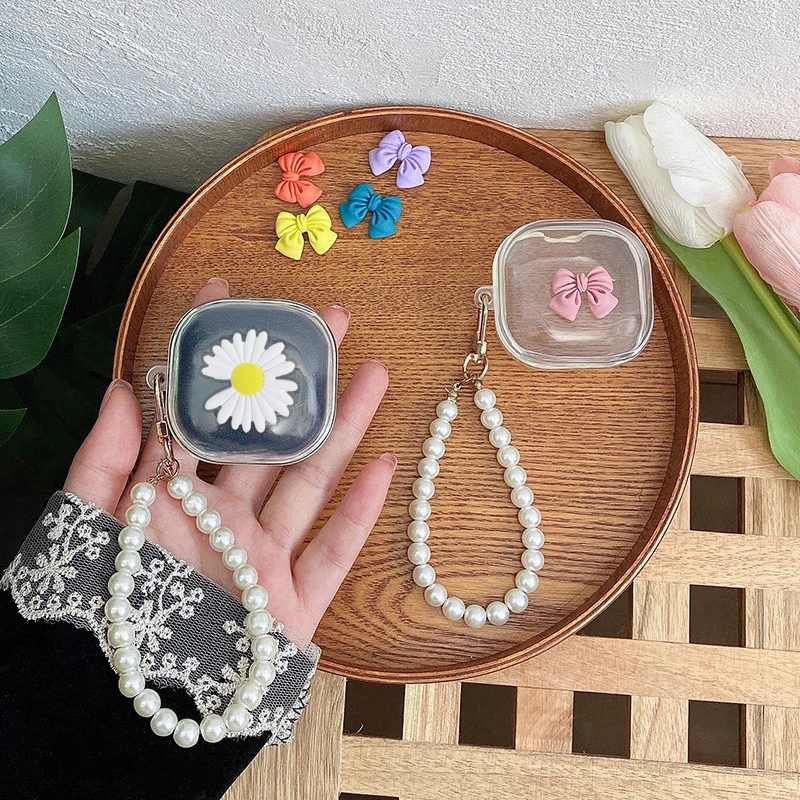 

Чехол для SoundPEATs True Air 2, цветочный прозрачный силиконовый чехол из ТПУ для Bluetooth наушников, чехол с брелоком