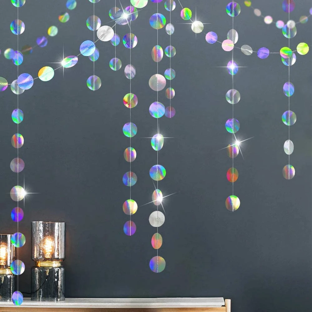 

4pcs 4M Iridescent Paper Banner Happy Birthday Party Decorations Garland First 1st Kids Boy Girl Adult Wedding Baby Shower